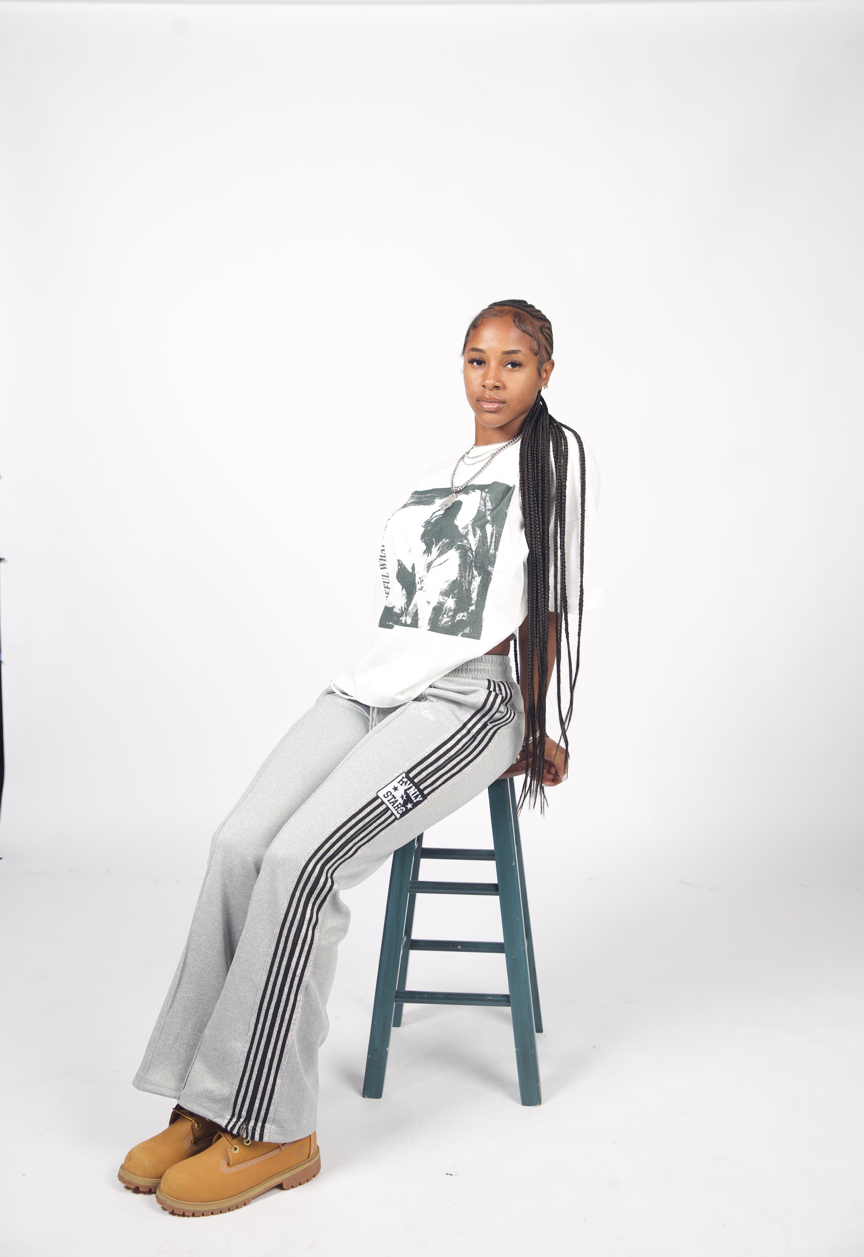 Grey Glitter Track Pants - Hvnlystars.com