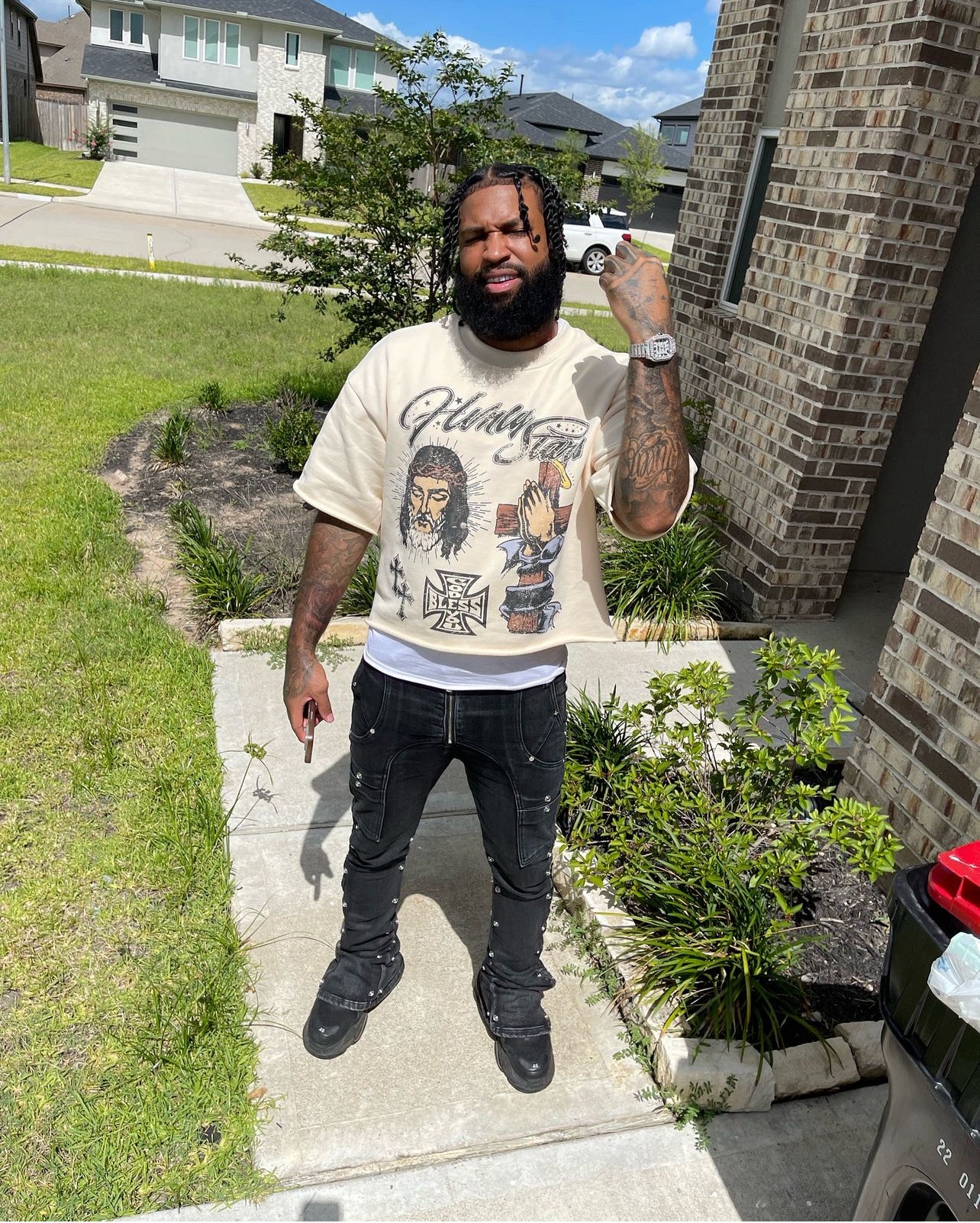 Creme “God Bless Shirt” - Hvnlystars.com